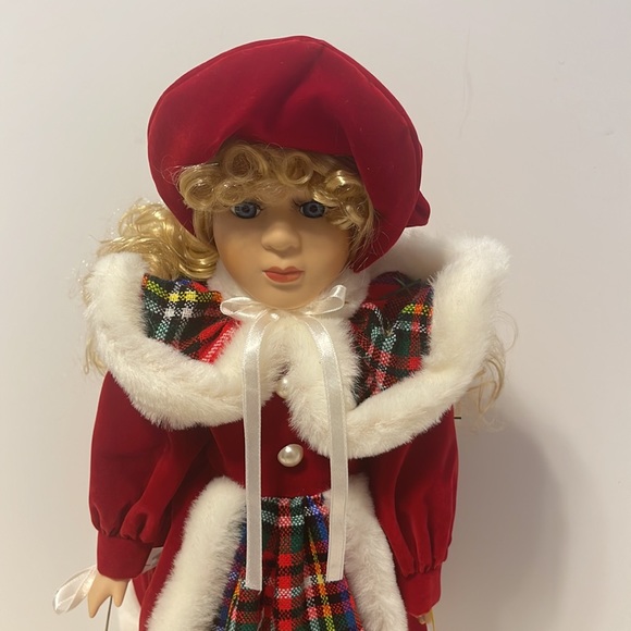 Vintage Victorian Hand painted Porcelain Christmas Doll - Picture 2 of 8